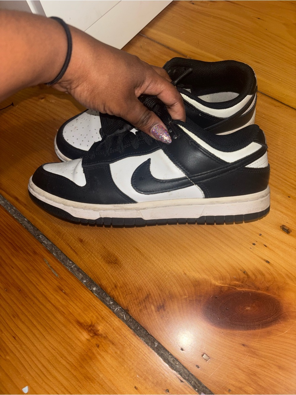 Nike Black and White womens Low-Top Sneakers size 7